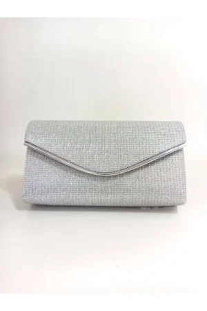 کیف مهمانی زنانه با حاشیه نقره‌ای و شانزده‌ی براق - 9352