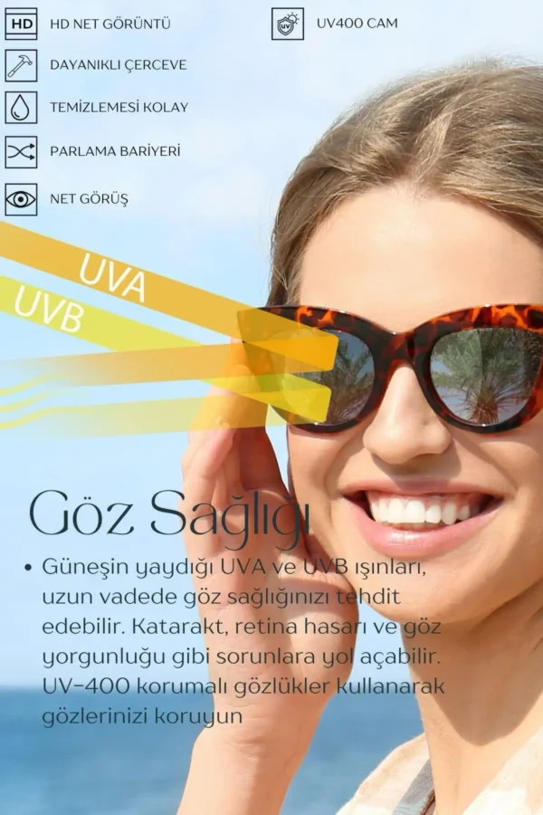 عینک آفتابی زنانه و مردانه با لنز UV400 و دارای گواهی CE - طلایی و مشکی مدل Re0039w - 8454