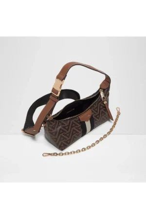 CORDIDA - کیف دوشی کوچک با زیپ بالا، از جنس چرم مصنوعی قهوه‌ای زنانه - 9424