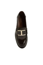 آیکونها کفش loafer زنانه قهوهای رنگ با نوک گرد و زیره لاستیکی از ۱۰۰% چرم - 9321