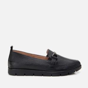 loafer زنانه مشکی با بند چرمی طبیعی - 9323