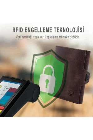 کارت‌holder قهوه‌ای ورونا، ساخته شده از چرم طبیعی، مناسب برای همگان، با قابلیت حفاظت RFID، طراحی مینیمالیستی، هدیه‌ای برای مردان و زنان. - 9528