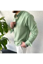 بلوز کتان سبز چین‌دار - 8866
