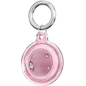 کیف شفاف ضد آب مخصوص AirTag با قابلیت سازگاری، همراه با حلقه فلزی و سیلیکون مقاوم به رنگ صورتی - 8390