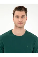 تی‌شرت بیسیک کمی تنگ با یقه گرد به رنگ سبز تیره از جنس 100% پنبه شماره 50306980-vr079 - 8541
