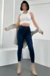 شلوار جین دنیم بسیار باریک و کشی با کمر بلند زنانه - 9220