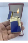 1. فندک گازی دوبونت با کیفیت استیل در جعبه مخصوص، رنگ آبی با جزئیات طلایی - 9590