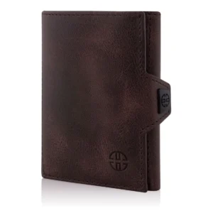 کارت‌holder قهوه‌ای ورونا، ساخته شده از چرم طبیعی، مناسب برای همگان، با قابلیت حفاظت RFID، طراحی مینیمالیستی، هدیه‌ای برای مردان و زنان. - 9528
