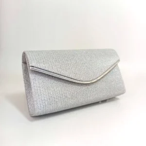 کیف مهمانی زنانه با حاشیه نقره‌ای و شانزده‌ی براق - 9352