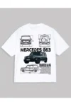 تی‌شرت اورسایز یونی‌سکس سفید با طراحی مرتبط با خودرو و چاپ تکنیکی مرسدس G63 AMG - 8585