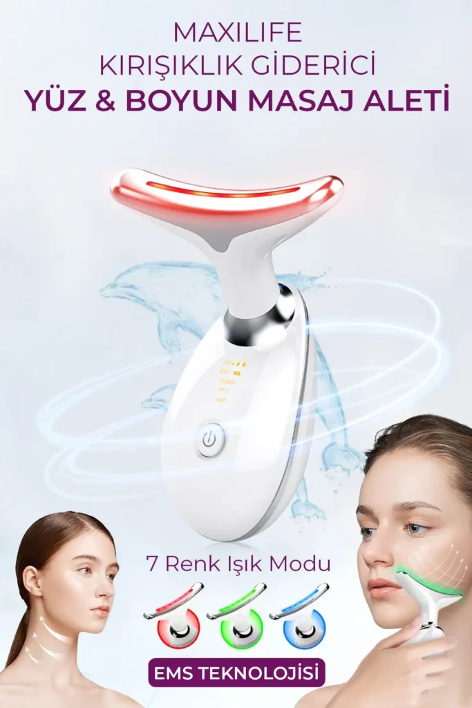 دستگاه ماساژ گردن و صورت – با نور LED، جریان میکرو EMS، گرمکن و ویبره - 8410