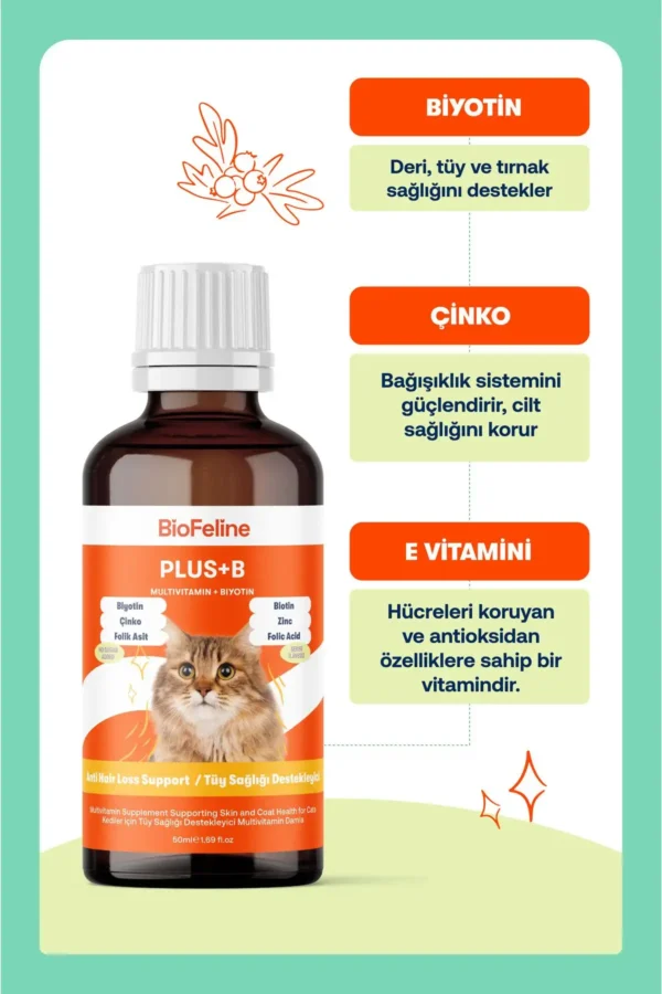 قطره پلاس ب بیوتین برای کاهش ریزش مو در گربه‌ها ۵۰ میلی‌لیتر - 8633