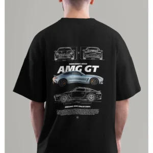 تی‌شرت یقه گرد نخی اورسایز با طراحی ویژه رنگی مرسدس AMG GT برای مردان و زنان - 8583