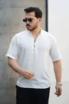 پیراهن کوتاه آستین نیمه‌کوتاه بامبو سایز بزرگ - سفید - 8881