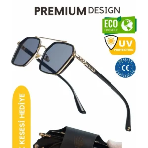 عینک آفتابی زنانه و مردانه با لنز UV400 و دارای گواهی CE - طلایی و مشکی مدل Re0039w - 8454