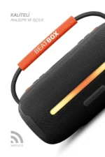 بیت باکس سیاه با نور LED مقاوم، بمب صوتی، با قابلیت USB، SD، AUX، رادیو FM و بلوتوث - 9279