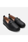 loafer زنانه مشکی با بند چرمی طبیعی - 9323