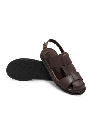 سندل مردانه چرم اصل مسینا، سندل چرم اصل، سندل با کفه ارتوپدیک، سبک و راحت - 9726