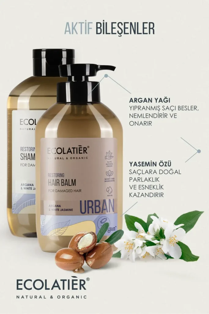 ست مراقبت از مو برای موهای آسیب‌دیده شامل شامپو و نرم‌کننده 97.4% طبیعی با روغن آرگان و عصاره یاسمن - 8924
