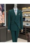 ست کت و شلوار سبز کژوال با طراحی ایتالیایی و برش باریک - 9388