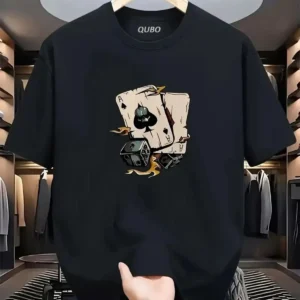 تی‌شرت مشکی کوتاه‌مُد با یقه گرد و آستین کوتاه طرح‌دار از برند کوبو (Unisex Oversize) پنبه‌ای - 8551