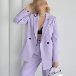 ست کت و شلوار زنانه مدل لیلا شامل کت بلزر و شلوار پالازو - 9301