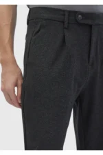 شلوار کج‌دار خاکستری تیره دو بافت معمولی و مناسب برای استفاده روزمره - 9504
