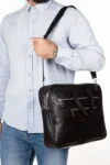 کیف دستی و دوشی چرم طبیعی مردانه و زنانه، مخصوص لپ‌تاپ، با چهار بخش بزرگ و مناسب برای مدارک - 9691