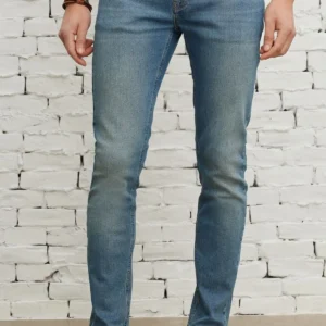 شلوار جین دنیم پنبه‌ای مردانه با رنگ آبی نفتی، برش اسلیم فیت و کشسانی EXTRA Slim Fit - 9515