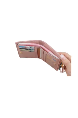 کیف کارت زنانه چرمی صورتی - 9522
