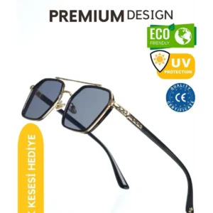 عینک آفتابی زنانه و مردانه با لنز UV400 و دارای گواهی CE - طلایی و مشکی مدل Re0039w - 8454