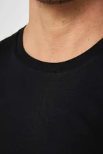 تیشرت دوخت باریک بدون جنسیت با یقه گرد مشکی از 100% پنبه با بافت نرم - 8548
