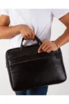 کیف چرم اصل، کیف لپ‌تاپ، کیف کامپیوتر، کیف مدارک مشکی - 9708