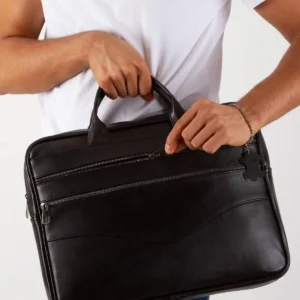 کیف چرم اصل، کیف لپ‌تاپ، کیف کامپیوتر، کیف مدارک مشکی - 9708