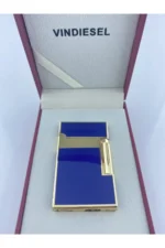 1. فندک گازی دوبونت با کیفیت استیل در جعبه مخصوص، رنگ آبی با جزئیات طلایی - 9590