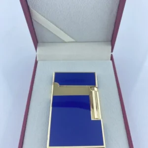 1. فندک گازی دوبونت با کیفیت استیل در جعبه مخصوص، رنگ آبی با جزئیات طلایی - 9590