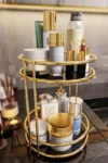 جاشمیتی لوازم آرایشی با طراحی زیبا و چندکاره، سینی سرو برای پذیرایی دو طبقه طلایی - 9156
