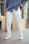 شلوار کتان گشاد مردانه - سفید - 9502