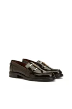 آیکونها کفش loafer زنانه قهوهای رنگ با نوک گرد و زیره لاستیکی از ۱۰۰% چرم - 9321