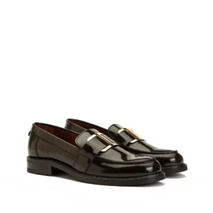آیکونها کفش loafer زنانه قهوهای رنگ با نوک گرد و زیره لاستیکی از ۱۰۰% چرم - 9321