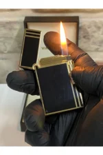 فندک شخصی مدل گلدار با خطوط عمودی مشکی و زرد - 9586