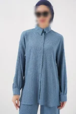 ست تک پوش زنانه با بافت ورزشی - مدل 6711 - رنگ ایندیگو - 9147