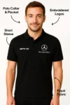 تی‌شرت یقه polo مشکی جنس 100% پنبه با بافت نرم و تنفس‌پذیر برند AMG BENZ (یونیسکس) - 8590