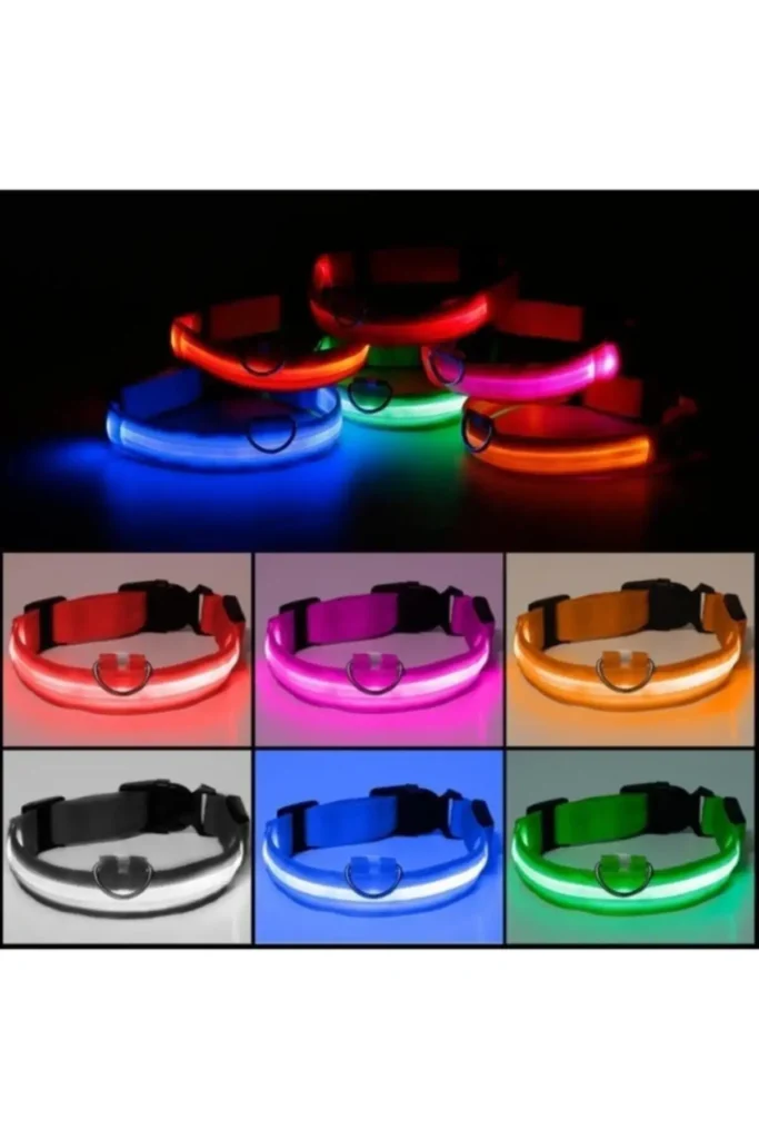 گردنبند نوری LED برای گربه و سگ با قابلیت تنظیم و درخشش چشمک‌زن - 8671