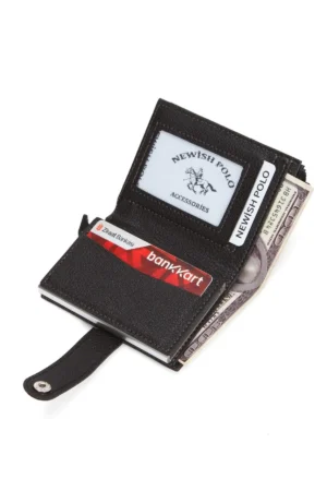 کیف و کارتی با مکانیزم آکاردیونی مردانه - سیاه - 8477