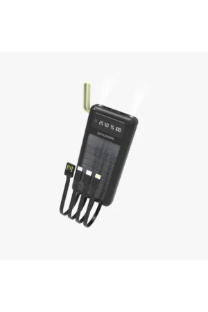 پاوربانک خورشیدی 10.000 میلی آمپر ساعت با چراغ LED و دو خروجی USB - Micro Type C - 9670