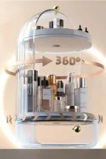 سازمان‌دهنده آرایش با کشو، لوکس، شفاف و بسته به رنگ سفید - 9161