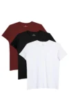 پک سه‌تایی تیشرت مشکی-سفید-بوردو رنگ با برش slim fit و یقه گرد از 0 پنبه - 8565