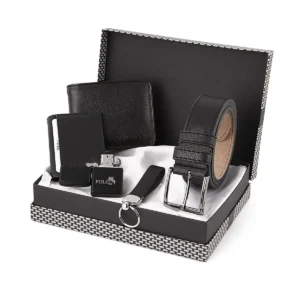 ست کیف کمری، کیف کارت، جاکلیدی، فندک هدیه‌ای سیاه - مدل ست-3012-chx - 8482