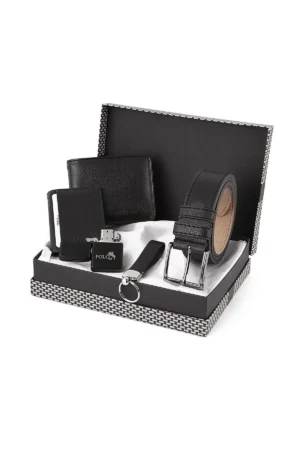 ست کیف کمری، کیف کارت، جاکلیدی، فندک هدیه‌ای سیاه - مدل ست-3012-chx - 8482